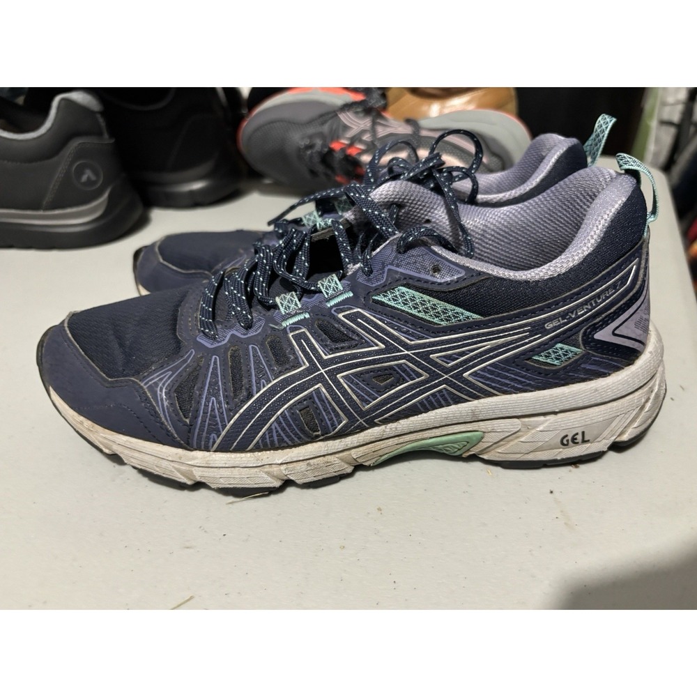 Asics Gel-Venture 7 Running Shoes Womens 7.5 Navy Blue Teal Trail Gorpcore